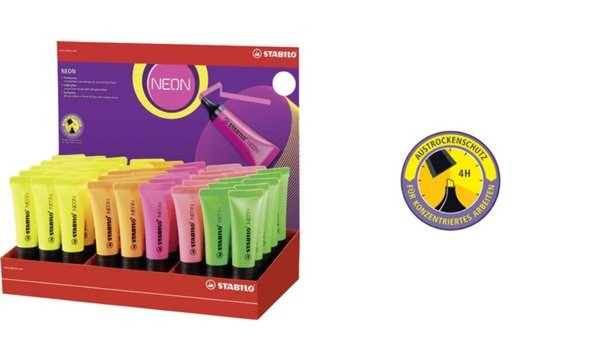 STABILO Textmarker NEON, 45er Karton-Display