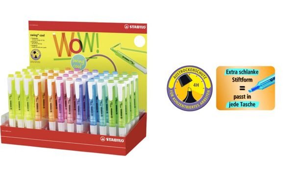 STABILO Textmarker swing cool, 48er Karton-Display