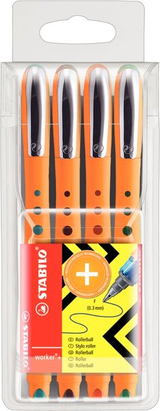 STABILO Tintenroller bionic worker fine, 4er Etui Strichstärke: 0,3 mm, Kappe m