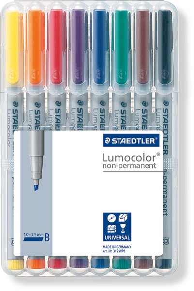 STAEDTLER Lumocolor NonPermanent-Marker 312B, 8er Etui Strichstärke: 1,0 - 2,5 