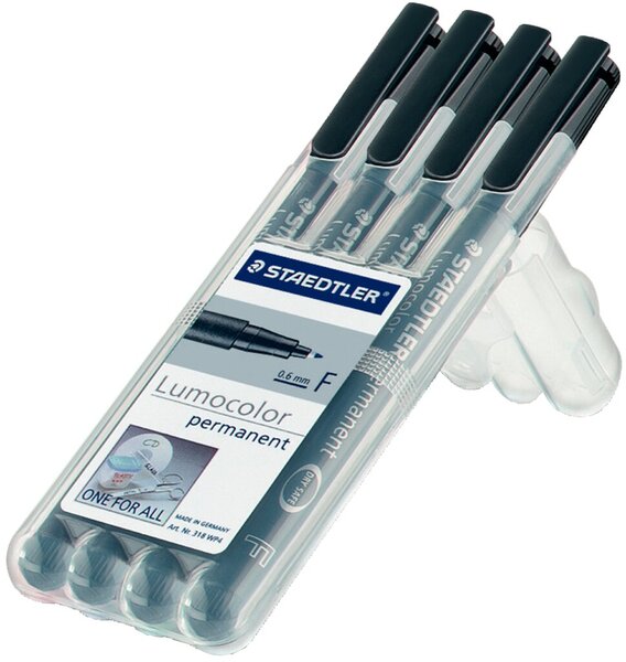 STAEDTLER Lumocolor Permanent-Marker 313S-318F-317M-314B 4er Etui, wisch- und w