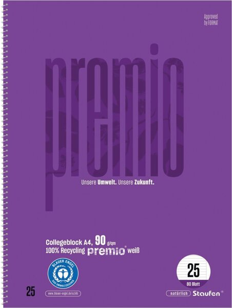 Staufen® Collegeblock Premio liniert DIN A4 mit Rand