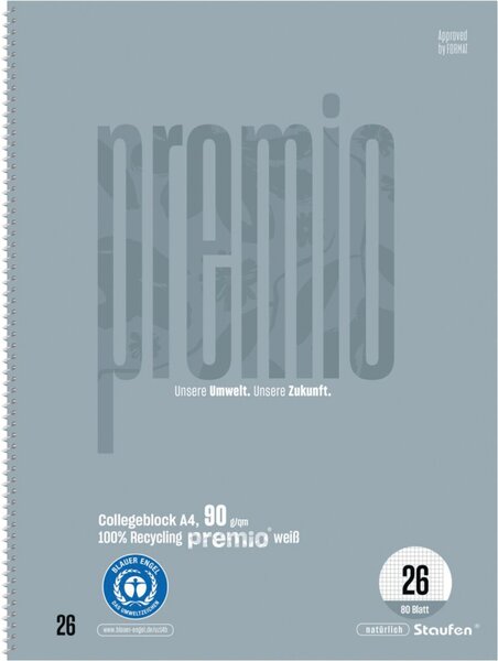 Staufen® Collegeblock Premio kariert DIN A4 mit Rand