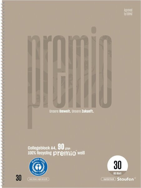 Staufen® Collegeblock Premio blanko DIN A4 ohne Rand