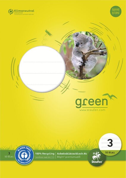 Staufen® Arbeitsblock green DIN A4 liniert Lineatur 3