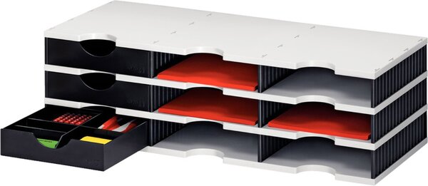 STYRO Sortierstation styrodoc trio, 9 Fächer, grau/schwarz Sortierstation mit 6