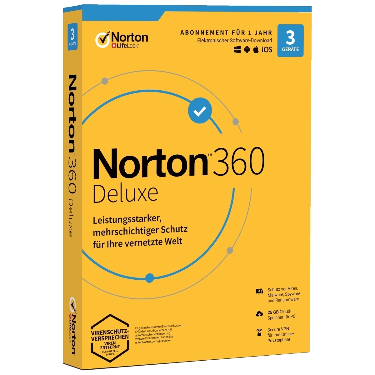 SYMANTEC NORTON 360 DELUXE 25GB GE 1 USER 3 DEVICE 12MO GENERIC MM