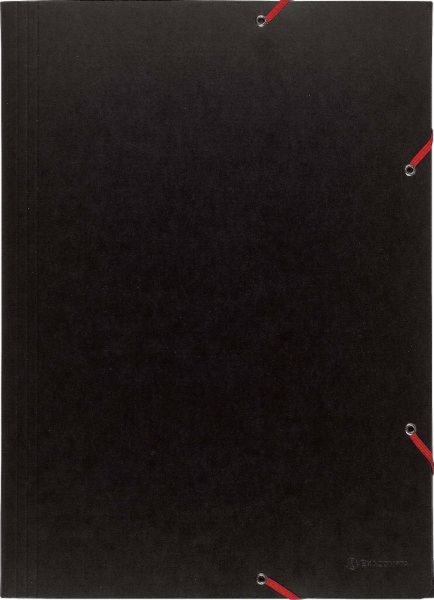 Sammelmappe/Eckspannermappe A3 600g Manila sw m. 3 Klappen u. Gummiband