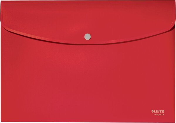 Sammelmappe Recycle, DIN A4, PP, rot Klappe mit Druckknopf, blickdicht