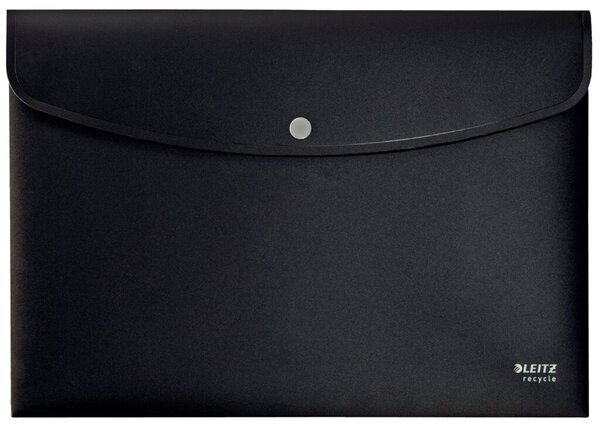Sammelmappe Recycle schwarz, A4 blickdicht, Druckknopfverschluss,