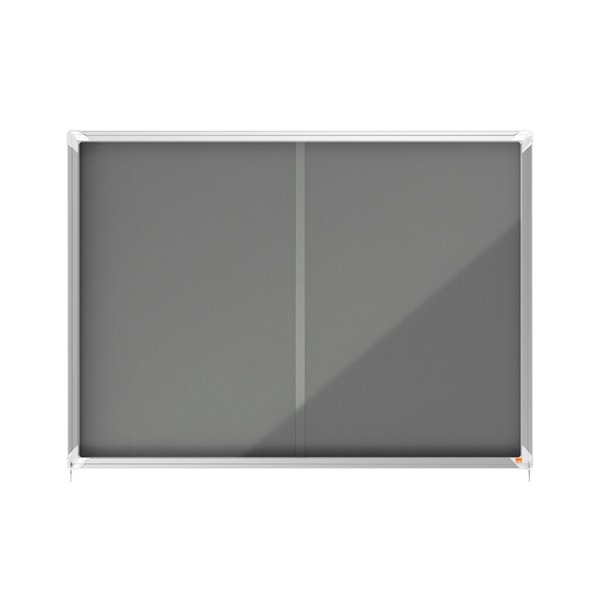 Schaukasten Premium Plus Filz, mit Schiebetür, 18xA4, grau