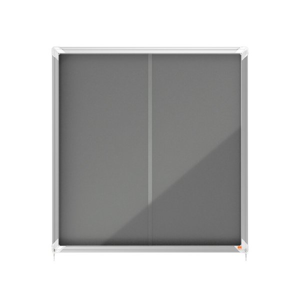 Schaukasten Premium Plus Filz, mit Schiebetür, 12xA4, grau