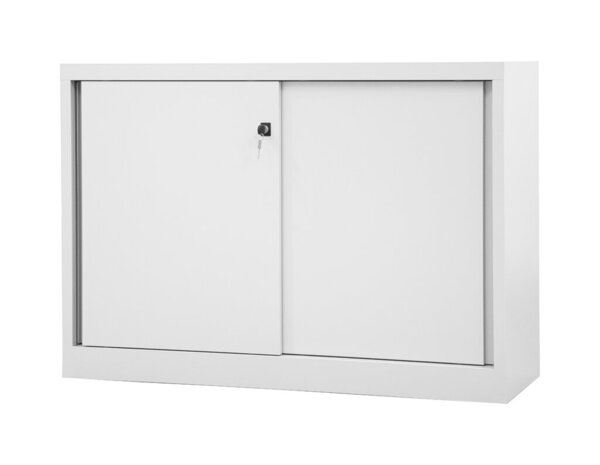 Schiebetürenschrank ECO, 1 Fachboden 2 Ordnerhöhen, lichtgrau