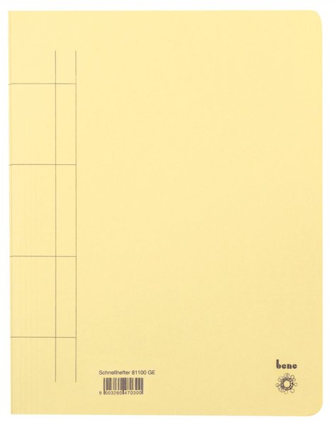 Schnellhefter, A4, 250g/m2, gelb kaufm. Heftung, für ca. 250 Blatt
