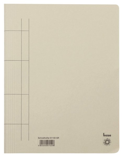 Schnellhefter, A4, 250g/m2, grau kaufm. Heftung, für ca. 250 Blatt