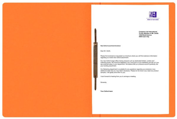 Schnellhefter, DIN A4, 390g, orange für ca. 200 DIN A4-Blätter, kaufm.