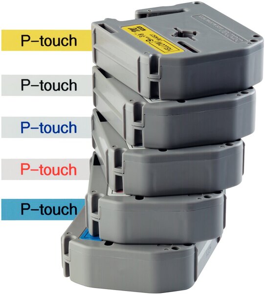 Schriftbandkassette 9mmx8m weiß/blau für P-touch