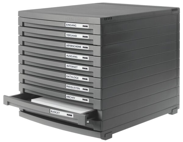 Schubladenbox CONTUR dunkelgrau B4 10 Schübe geschlossen