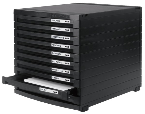 Schubladenbox CONTUR schwarz B4 10 Schübe geschlossen