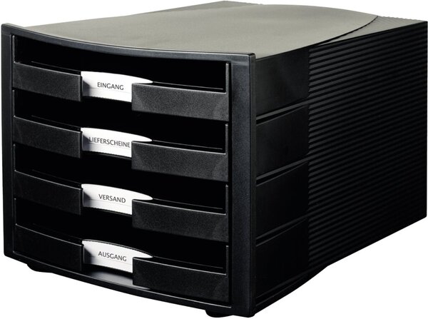 Schubladenbox Impuls 4 Schübe offen schwarz/schwarz