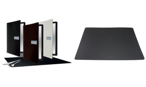 Securit Tischset RAW, aus echtem Le der, schwarz (70020315)