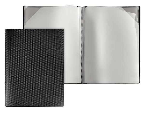 Sichtmappe Diamond A4 schwarz 4 sichttaschen innen, oben und rechts