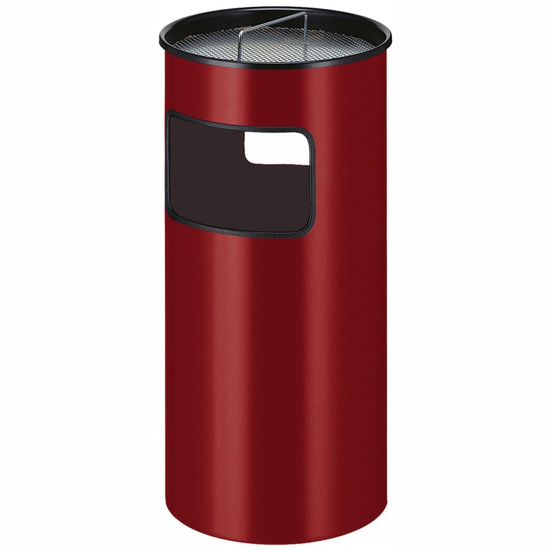 Standaschenbecher mit 50-Liter-Abfallbehälter, Metall, rund, mit Sieb, Inneneimer schwarz Metall | Farbe: rot inklusive 2,5 kg Sand, Ø 32 cm, Höhe 69 cm Standaschenbecher mit 50-Liter-Abfallbehälter, Metall, rund, mit Sieb, Inneneimer schwarz Metall | Farbe: rot inklusive 2,5 kg Sand, Ø 32 cm, Höhe 69 cm
