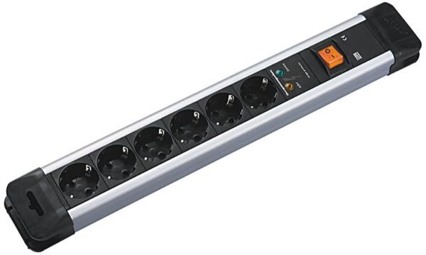 Steckdosen-Schutzleiste "Connect", 6-fach, mit Überspannungsschutz und Schalter