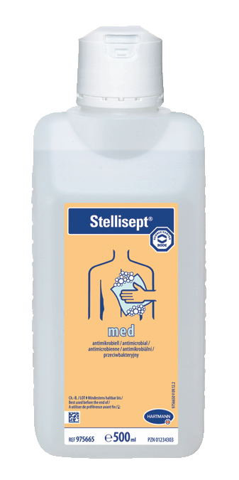 Stellisept med  | 500 ml <br>antiseptische Hände- und Körperwaschung mit bakterizider Wirksamkeit u.a. gegen MRSA/ORSA