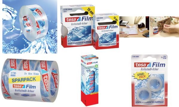 TESA Film, kristall-klar, 10-er Pack, 15 mm x 10 m universeller Klebefilm, aus 