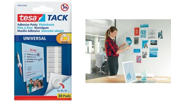 TESA Klebeknete TACK, 80 Stück, wiederverwendbar, weiß