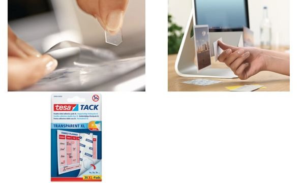 TESA Klebepads XL TACK, 3cm², wiederverwendbar, transparent