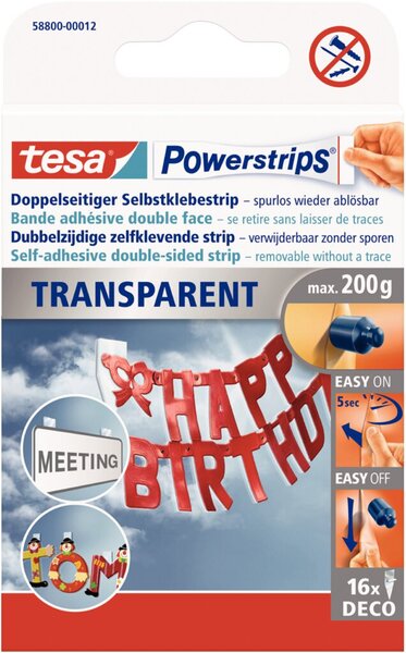 TESA Powerstrips transp., 16St.; 1 Pack = 16 St.