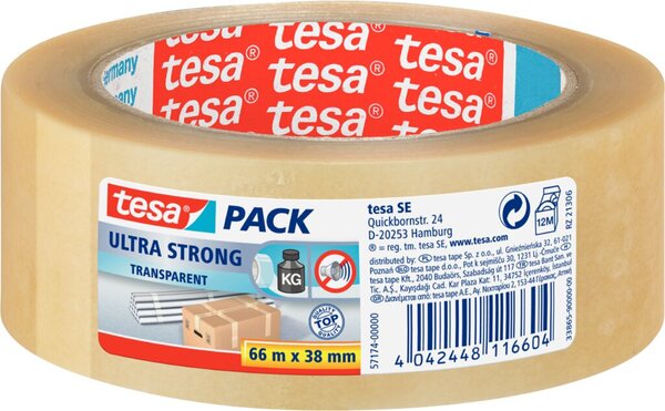 TESA pack Ultra Strong 66m 38mm transparent PVC Qualität 4124