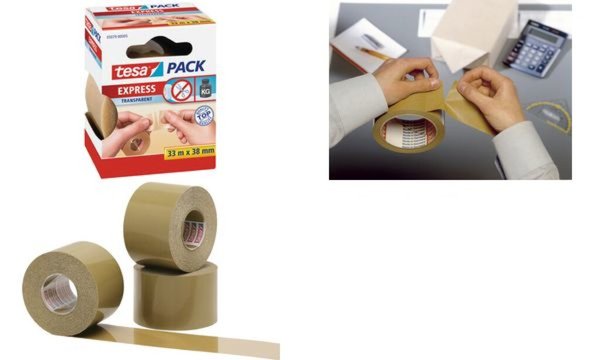 TESA pack Verpackungsklebeband Express "von Hand einreißbar braun, 50 mm x 50 m