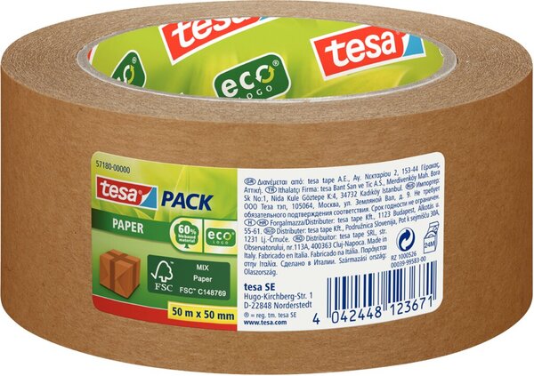 TESA pack paper ecoLogo, 50m x 50mm