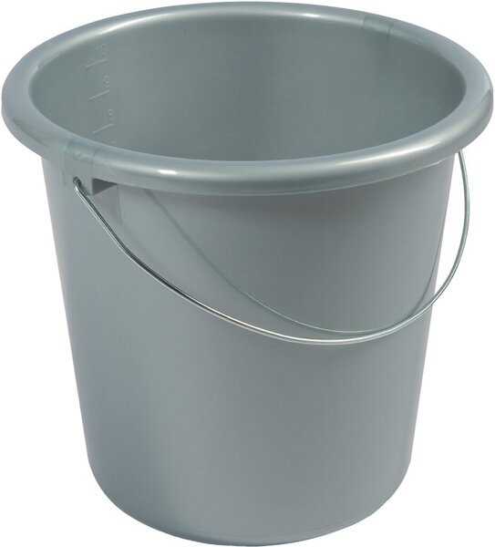 Haushaltseimer, 10 Liter, silber, mit Metallbügel und Maßeinheit,