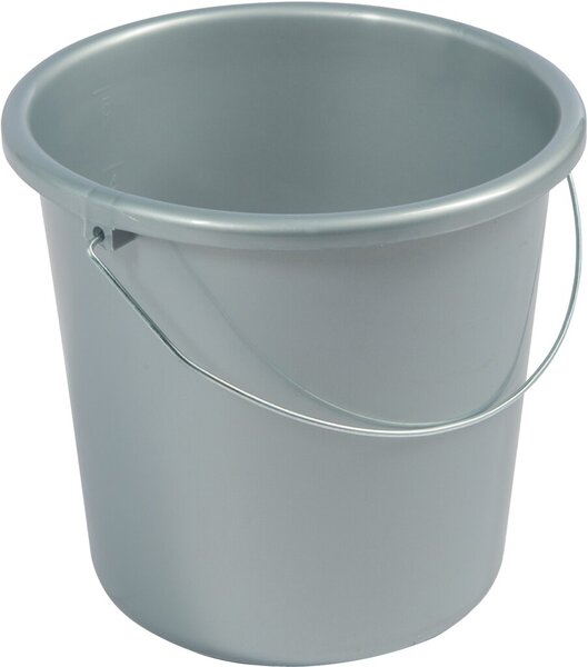 Haushaltseimer, 5 Liter, silber, mit Metallbügel und Maßeinheit,