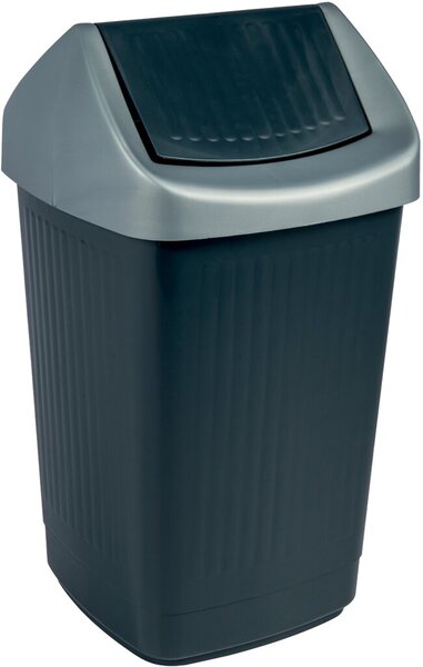 Schwingdeckelabfallbehälter, 50 Liter, anthrazit, mit Klappe, aus Polystyrol