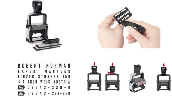 TRODAT Textstempel Professional 4.0 Typomatic 5253 Gehäuse: gebürsteter Edelsta