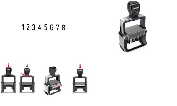TRODAT Ziffernstempel Professional 4.0 5558, 8-stellig Gehäuse: gebürsteter Ede