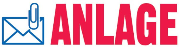 Stempel Printy Motiv/Text: Anlage, Abdruck: blau/rot