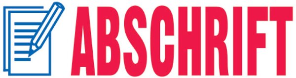 Stempel Printy Motiv/Text: Abschrift, Abdruck: blau/rot