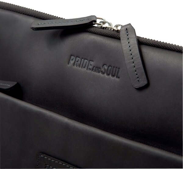 Tabletmappe Terra, Leder, grau Reißverschlussfächer