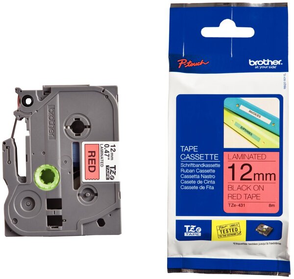 Tape TZE431/rot/bk /8m/12mm/P-touch 1000
