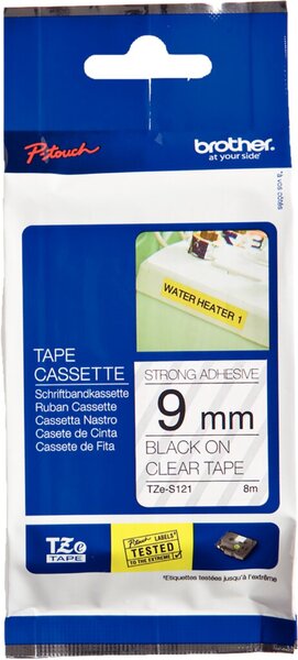 Tape TZES121/ transp/bk / 8m/9mm/PT 1000