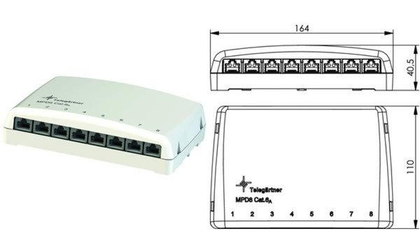 Telegärtner Mini-Verteiler MPD8-HS K Cat. 6A, TH35