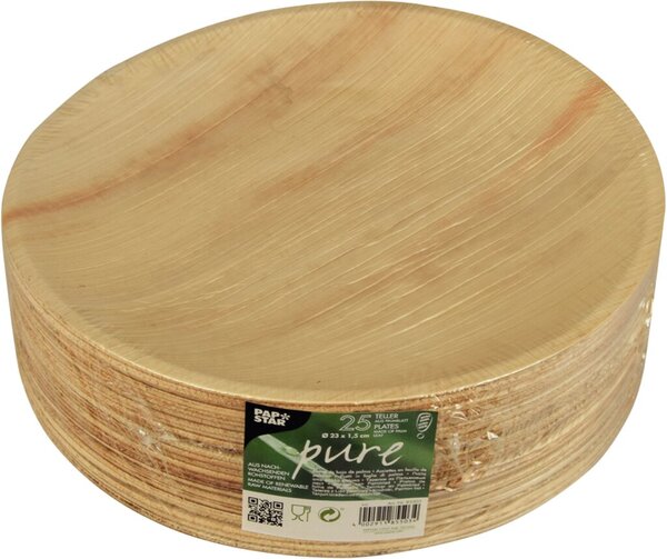 Teller pure rund, Ø 23 cm aus Palmblatt