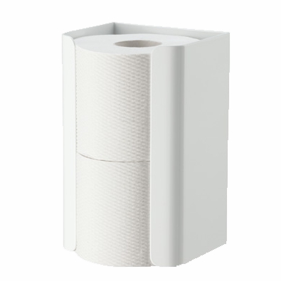 Toilettenpapier-Rollen-Ersatzrollenhalter für 2 Rollen, Aluminium weiß pulverbeschichtet <br>Reserve-Rollenhalterung frei befüllbar mit WC-Papier-Haushaltsrollen Toilettenpapier-Rollen-Ersatzrollenhalter für 2 Rollen, Aluminium weiß pulverbeschichtet <br>Reserve-Rollenhalterung frei befüllbar mit WC-Papier-Haushaltsrollen