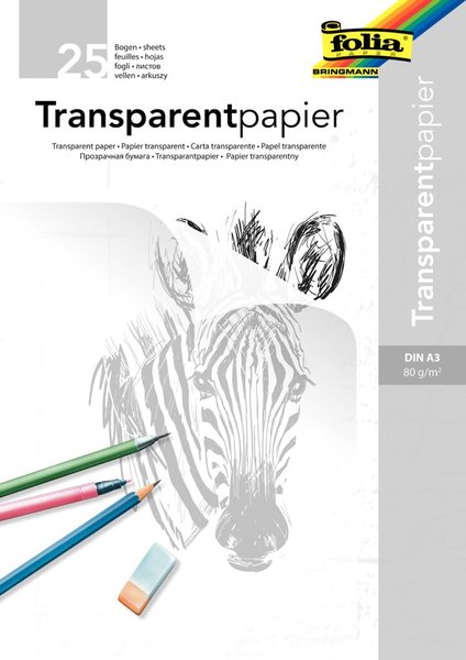 Transparentpapier A3 80g/qm 25 Blatt, Architektenpapier